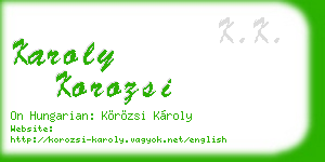 karoly korozsi business card